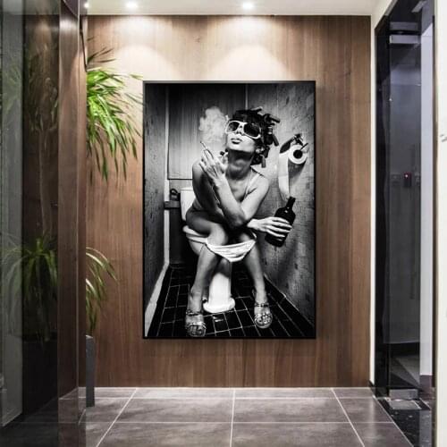 Hot new 5d DIY diamond embroidery sexy girl toilet black and white picture diamond painting mural art bar cafe decoration P64