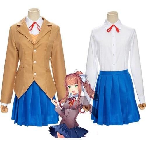 Cosplay Doki Doki Literature Club Monika Sayori Yuri Natsuki Cosplay Costume School Uniform Girl Game Costume