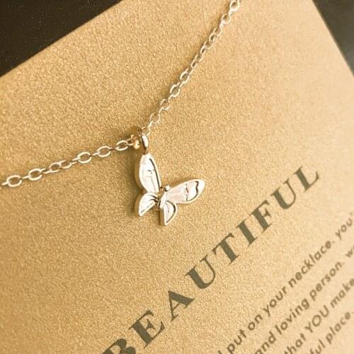 Beautiful Butterfly Gold Sliver Alloy Charm Chain Choker Pendant Necklace For Women Jewelry Cardboard