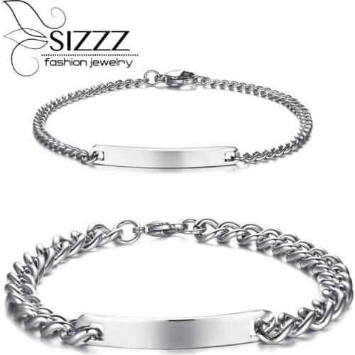 SIZZZ Fashion simple bending couple bracelet&bangles stainless steel jewelry Valentines Day gift for women/men