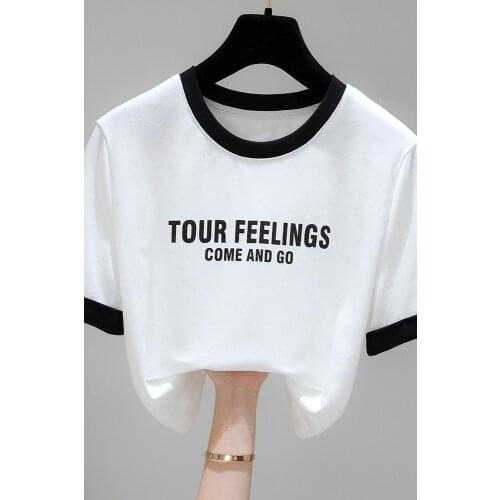 Fashion New letter printing Tops Women Casual Short Sleeve Tees Short Summer Splicing Woman T-shirt 2021 women clothes tops