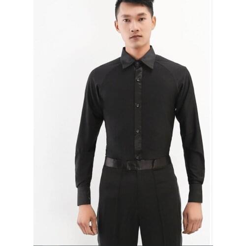 Mens Adult Latin Dance Practice Tops 2019 Latin Dance Garment Dance Waltz Ballroom Dance Garment Performance latin man shirts