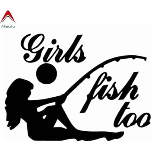 Aliauto Cretive Car Sticker Sexy Girls Fish Too Go Fishing Automobiles Accessories PVC Decal for Peugeot 307 Passat,14cm*11cm