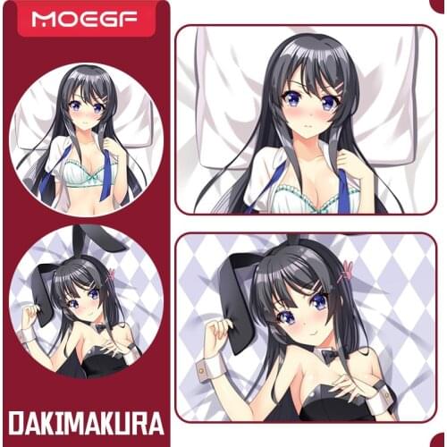 Anime JK Rascal Does Not Dream of Bunny Girl Senpai Sakurajima Mai Dakimakura Body Pillow Cover Case Hugging Pillow