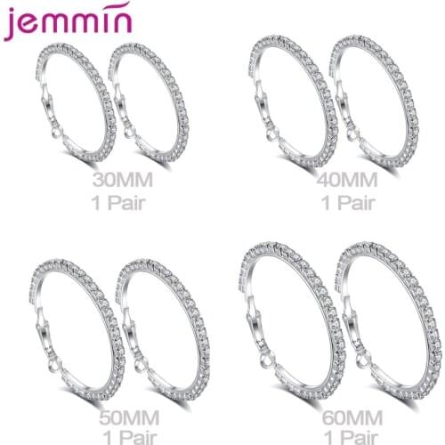 Authentic Silver Package Sale Sparkling Wedding Earring 925 Sterling Silver Circle Hoop Earrings For Women Wedding Jewelry