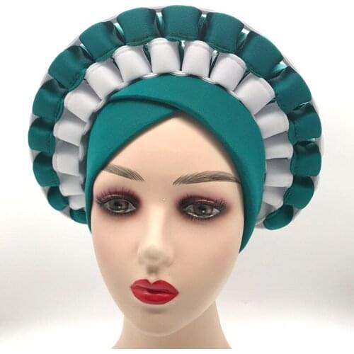 Latest Designs African Accessories Auto Gele Aso Oke Bandanas Muslim Headtie Nigerian Wedding Wear Turban Head Wraps Headwear