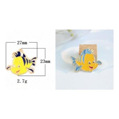 New 50 pcs cartoon yellow fish DIY Metal Charm Pendants Jewelry Making