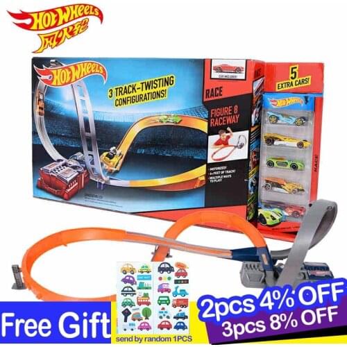 Original Hot Wheels 3 Track Twisting Metal Miniatures Boys Toy Car Railway Brinquedo Electric Hotwheels Toys for Children X2586