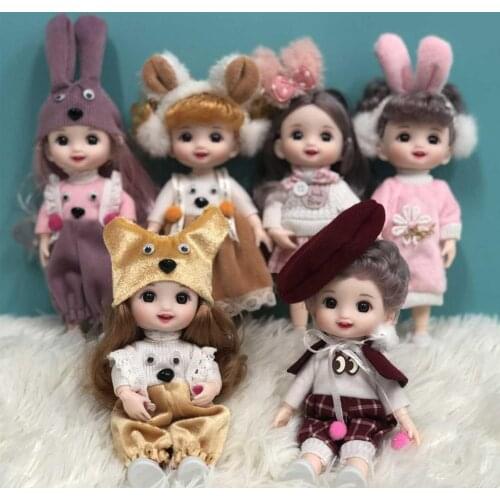 Movable Jointed Dolls Cute Multiple Color Hairstyles Doll Cute Doll British Style Movable Joints Dress-Up Toy 17cm