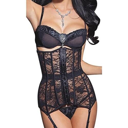 Sexy Corset Lace Up Bustier Black Floral Embroidery Corselet Steampunk Corset Underbust Corsets And Bustiers Corset For Women
