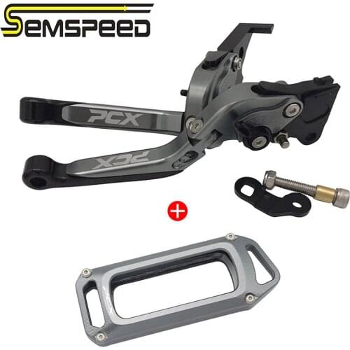 SEMSPEED Parking Brake Levers Key Case Cap 2PCS For HONDA PCX 125 150 160 2021 Folding Extendable Clutch Automatic Lock Lever