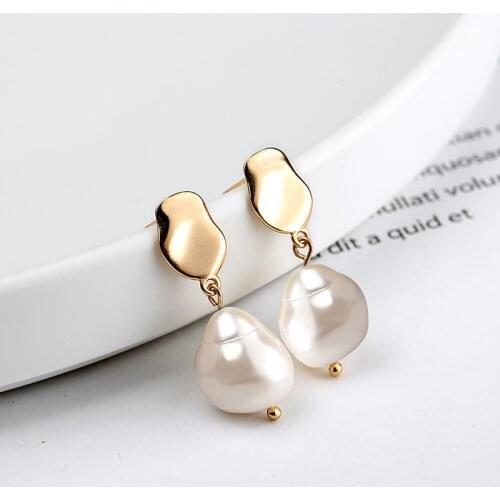 Silvology 925 Sterling Silver Baroque Pearl Earings Champagne Gold Elegant Water Drop French Earrings for Women Palace Jewelry