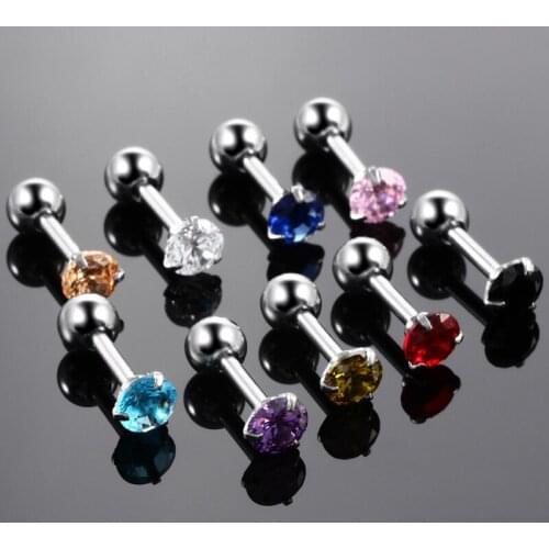 2021 New Simple Six Color 4MM Zircon Stainless Steel Stud Earring For Women Men Wedding Female Jewelry Engagement Party Gifts
