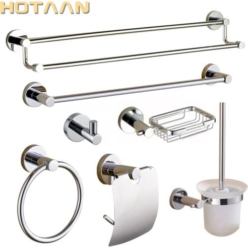 Solid Brass Bathroom Hardware Set Chrome Polished Toothbrush Holder Paper Holder Towel Bar Bathroom Accessories Rpund Shape