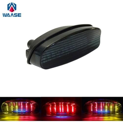 Waase Motorcycle For SUZUKI GS500 2001-2002 / GS500F 2004-2009 Chrome Rear Tail Light Brake Turn Signals Integrated LED Light