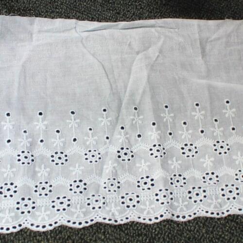YACKALASI 100% Swiss Cotton Voile Eyelet Embroidered Lace Ribbon Swiss Cotton Voile Sewing Apparel Trims Appliqued 18CM