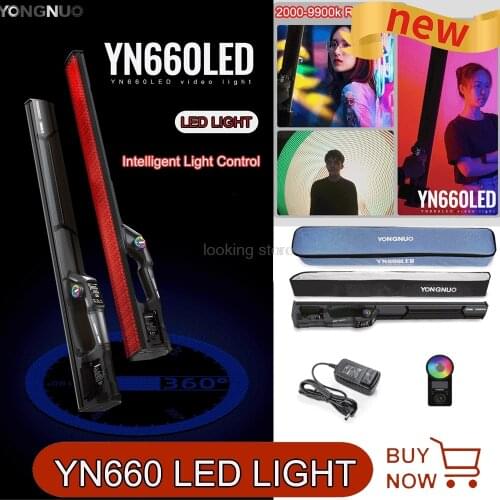YONGNUO YN660LED Handheld LED Video Light Touch Adjusting Bi-colo 2000-9900k RGB Color with Remote Control New Product