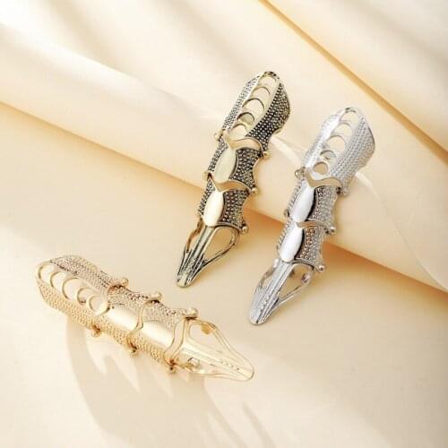 1pcs Punk Ring Rock Scroll Joint Armor Knuckle Metal Full Finger Claw Rings Halloween