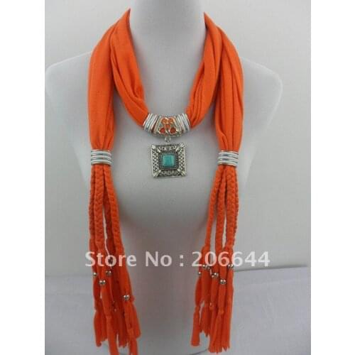 2019 Fashion women scarf shawl pendant scarfNecklace Pendant Jewelry Scarf Charm Design Various Pendant Polyester Womens Scarf