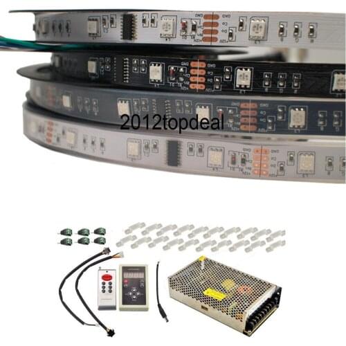 30M 5050 RGB Dream Color 6803 led white/Black PCB + RF controller +Power adapter