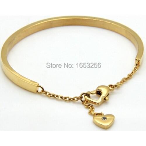 4 Colour for choose Hot Stainless Steel Bangle Bracelet for Women/Ladies Fashion Jewellery with Sweet Heart chain