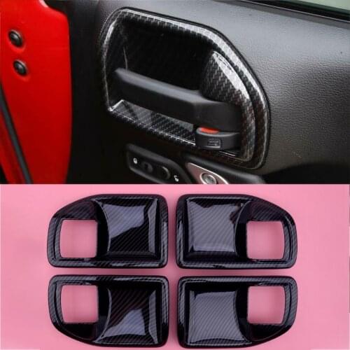4Pcs Carbon Fiber Style Interior Door Handle Bowl Cover Trim Bezel Fit for Jeep Wrangler JK 2011 2012 2013 2014 2015 2016 2017