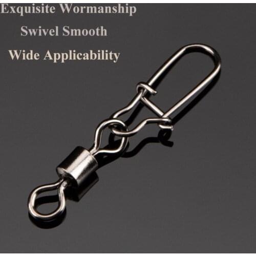 50Pcs Steel Alloy Fishing Bearings Hooked Snap Pins Rolling Swivel Connector