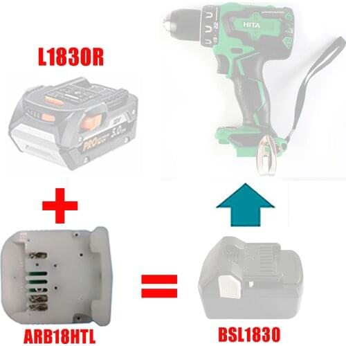 Adapter ARB18HTL Converter use AEG RIDGID Li-ion Battery L1830R on Hitachi 18V Lithium Tool