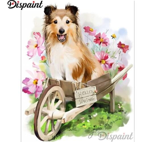 Dispaint Full Square/Round Drill 5D DIY Diamond Painting "Animal dog flower"3D Embroidery Cross Stitch Home Decor Gift A12256