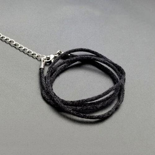 1.5mm 2mm Black rope Braided Necklace Pendant Charm Cord Beads String DIY necklace stainless steel Lobster Clasp Strap Rope 50cm