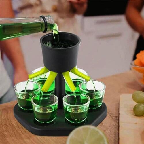 Liquor Dispenser 6 Shot Glass Wine Whisky Beer Dispenser Holder Drinking Games Tools For Christmas Home Party Bar Shot Glass