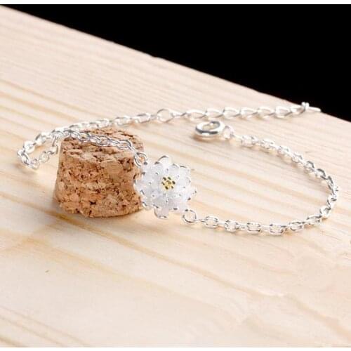 Everoyal Trendy Gold Lotus Bracelets For Women Jewelry Fashion Silver 925 Sterling Girls Accessories Bracelet Female Bijou