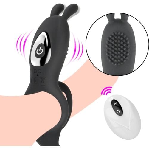 2 in 1 Vibrating Penis Ring Sex Toys for Couples Remote Control Male Delay Ejaculation G-Spot Clitoris Stimulation 9 Frequency