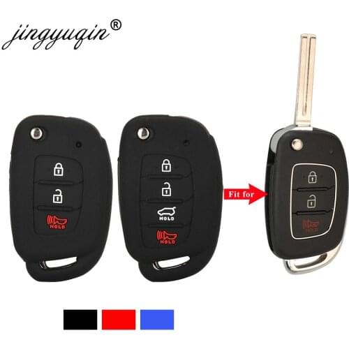 Jingyuqin 50pcs Silicone Car Key Case For Hyundai HB20 Santa fe Elantra Tucson i40 i20 i10 iX35 iX45 Creta Remote Fob Cover 3BTN