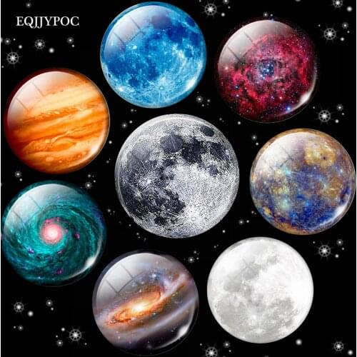 Full Moon Fridge Magnet Handmade Glass Dome Cabochon Space Astronomy Fashion Refrigerator Decoration Stickers Girlfriend Gift