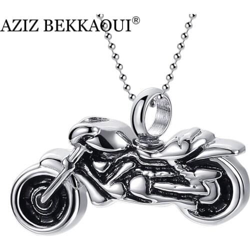 AZIZ BEKKAOUI Engraved Name Motorcycle Pendants Necklace Men DIY Letter Logo Stainless Steel Necklaces Unisex Fashion Jewelry