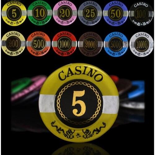 25PCS/SET Chips Poker Chip set Texas Hold'em Poker Baccarat Black Jack 21 Points Imitation Crystal Casino Chips Playing Game