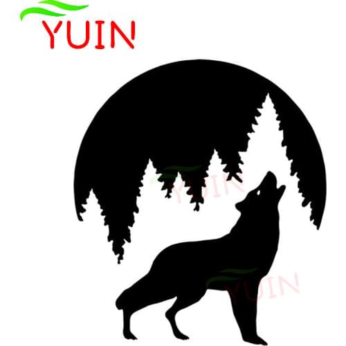 Wolf In The Moonlight Car Sticker Rear Windshield Body Decoration PVC Waterproof Sunscreen Decal Black/white/red/laser/silver