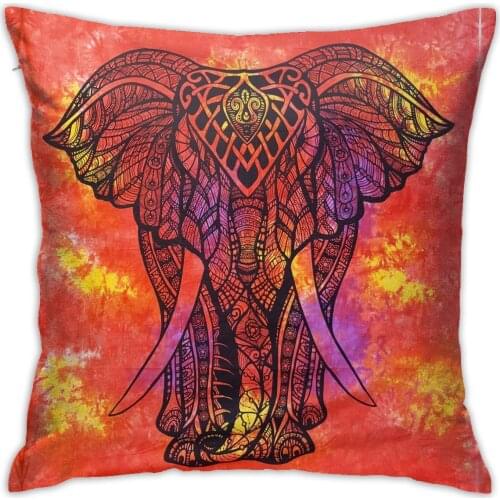 Mandala Elephant Pillow Cases Animal Pillowcases Elephant Water color 45x45 for Children Kids Beige fur Linen Cushion Cover