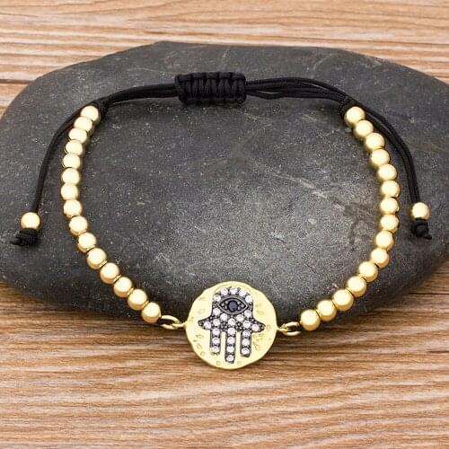 New Classic Cubic Zirconia Evil Eye Charm Bracelet For Women CZ Crystal Adjustable Bangles Copper Beads Jewelry For Friend Gift