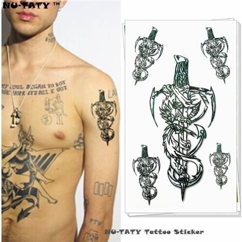 Nu-TATY Holy Sword of King Arthur Temporary Tattoo Body Art Flash Tattoo Stickers 17*10cm Waterproof Fake Tatoo Styling Sticker