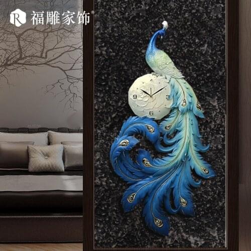 Amazon Cross-Border E-Commerce New Chinese Peacock Hallway Lucky Living Room Wall Clock Creative Decorative Clock Art Clock
