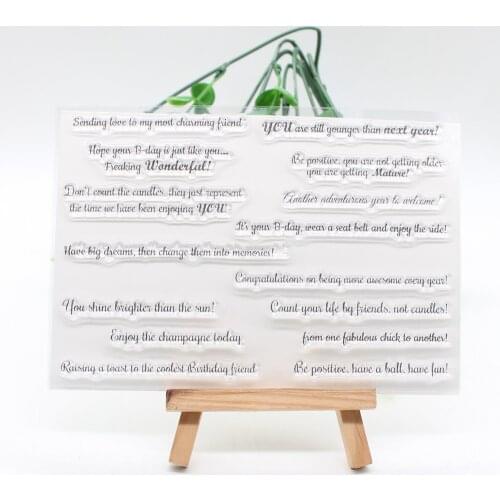 ZFPARTY Birthday Sentiments Transparent Clear Silicone Stamps for DIY Scrapbooking/Card Making/Kids Crafts Fun Decoration