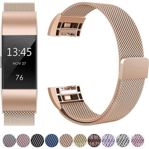 Milanese Loop Band For Fitbit Charge2 Smart Watch Strap Size L/S Magnetic Clasp New Fashion Stainless Steel Watches Accessories