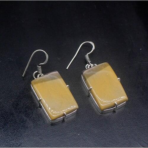 Gemstonefactory Big Promotion Single Unique 925 Silver Natural Ocean Jasper Women Ladies Gifts Dangle Drop Earrings 20212179