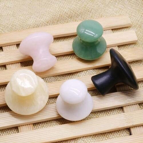 1PCS Natural Rose Quartz Mushroom Facial Back Foot Acupuncture Massage Scraper SPA Therapy Jade Board Face Massager Gua Sha Tool