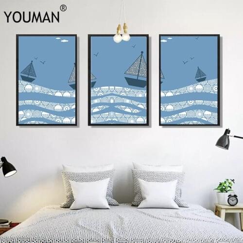 Nordic Modern 3D Canvas Painting Small Seascape PhotoArt Poster Print Art Wall Picture Living Childrens Room Frameless Poster