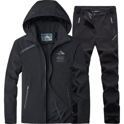 Outdoor hiking jacket & pants men waterproof windproof mountaineering Trekking Fishing sports suit spring autumn thin tracksuit