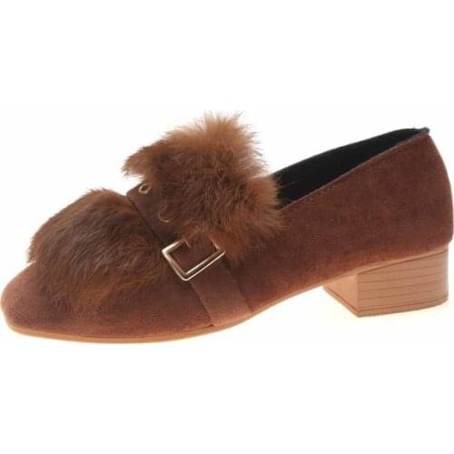 High Heel Office Shoes with velvet Concise Elegant Thick with Womens Shoes Fashion Wild Pointed For Lady Single Shoes U14-64