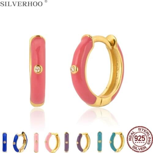 2021 New S925 Sterling Silver Rose Red Hoop Earrings 6 Colors Women Piercing Pendientes Ohrringe Earring Fine Jewelry Crystal Gi